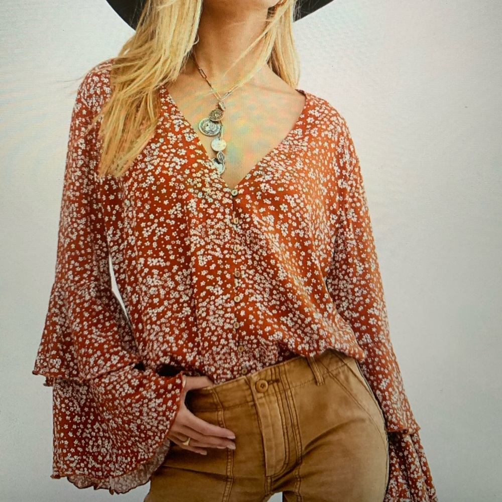 FP 💫 - She’s Ditsy Bodysuit - Orange/Cream Print